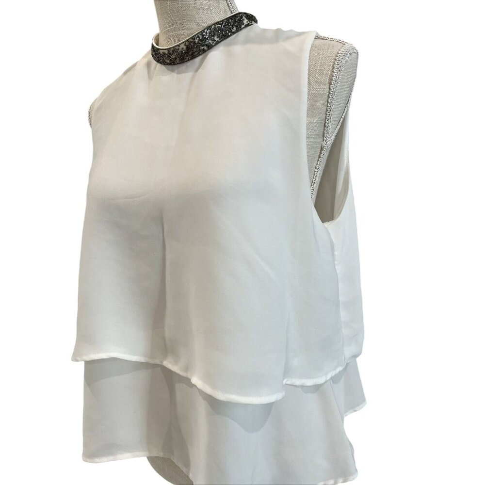 Zara Basic Collection White Layered Sleeveless Bl… - image 2